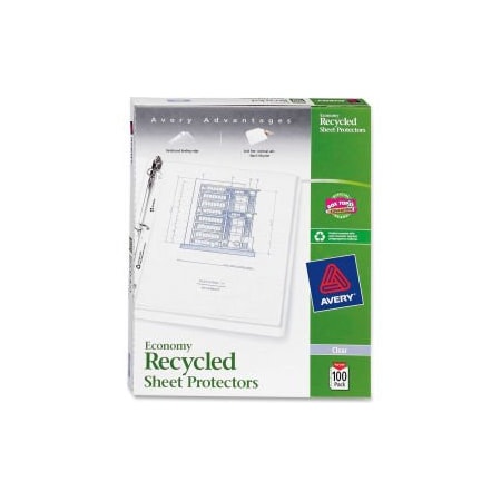 Avery Dennison Avery Recycled Economy Weight Sheet Protector, 8-1/2inW x 11inH, Clear, 100/PK 75537